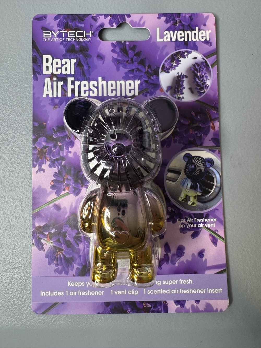 BYTECH Lavender Bear shaped Air Freshener - Gold & Purple
